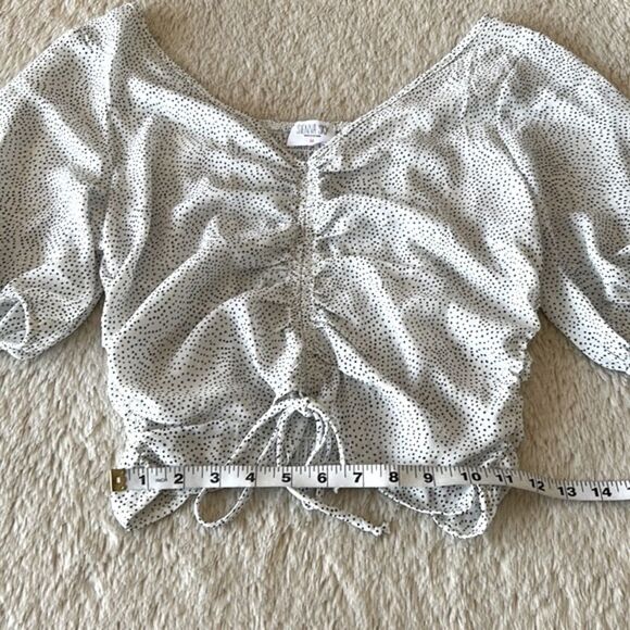 Sienna Sky ruched blouse white polka dots size medium - Picture 9 of 16